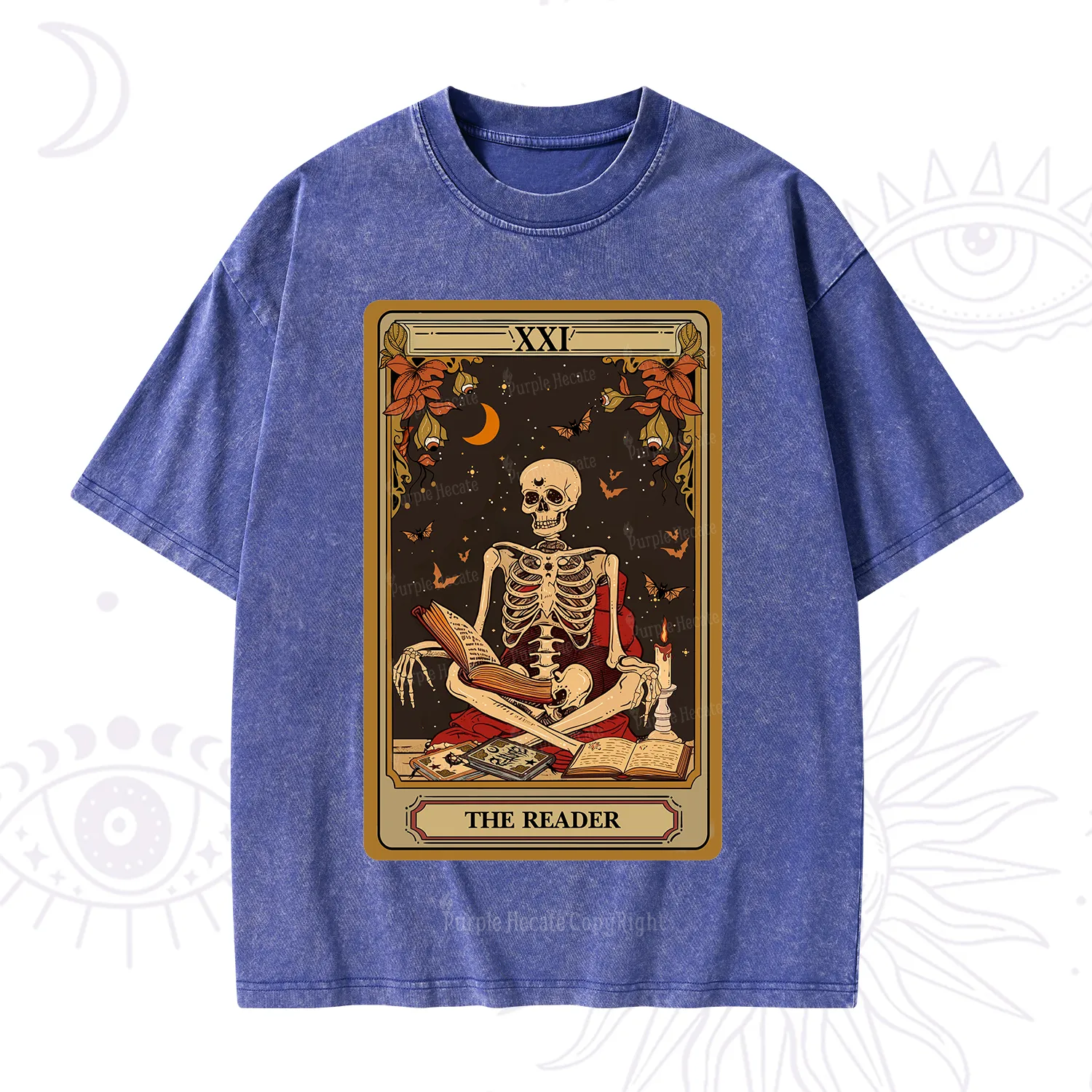 Purplehecate The Reader Tarot Card Washed T-Shirt