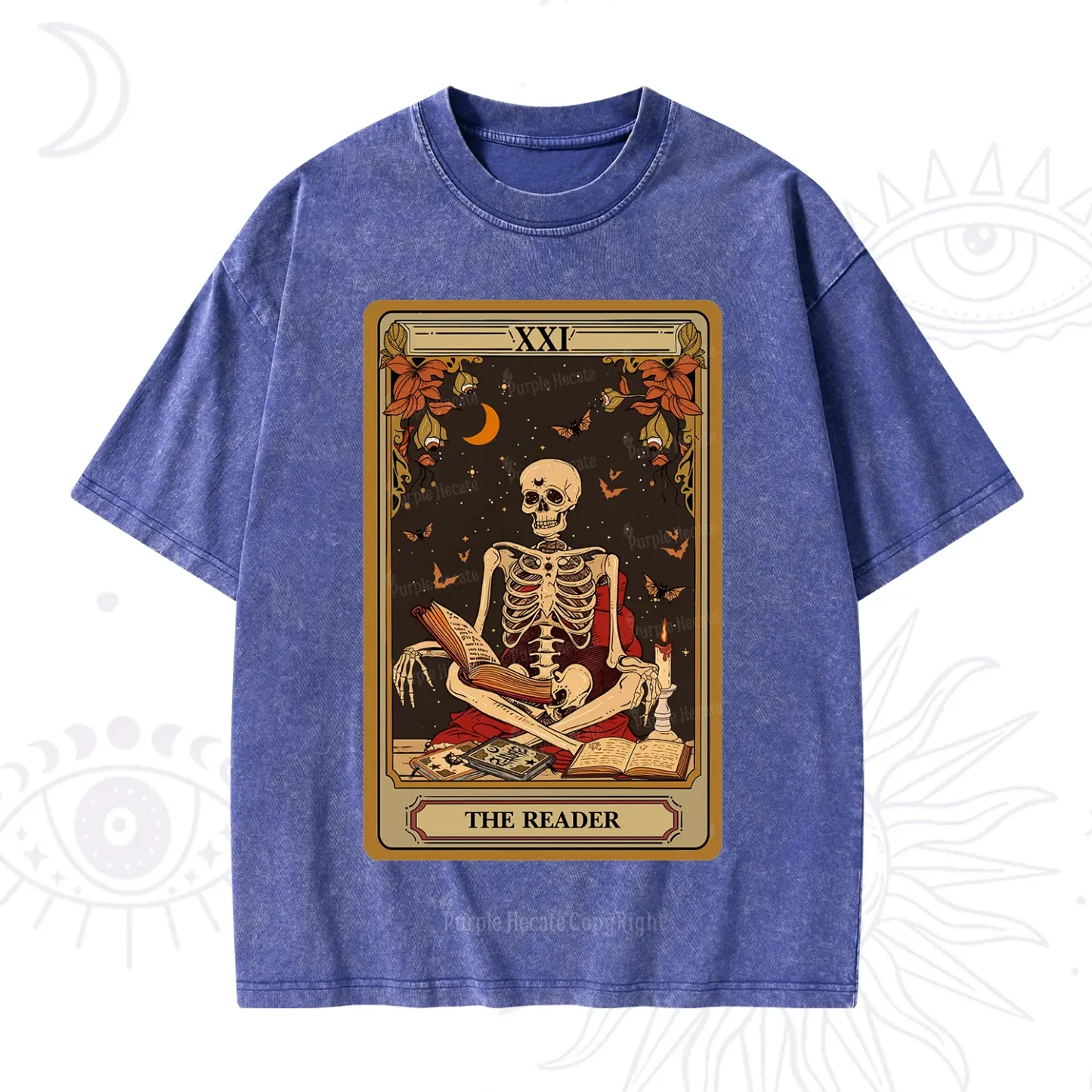 Purplehecate The Reader Tarot Card Washed T-Shirt