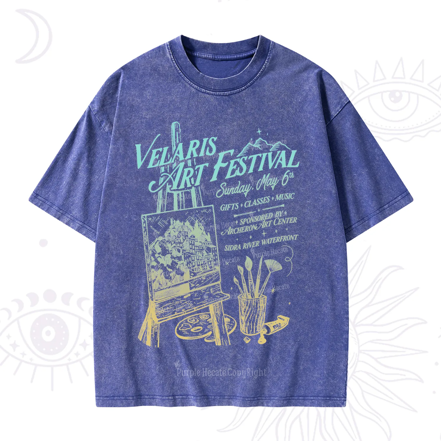 Purplehecate Starlight Court Art Show Washed T-Shirt