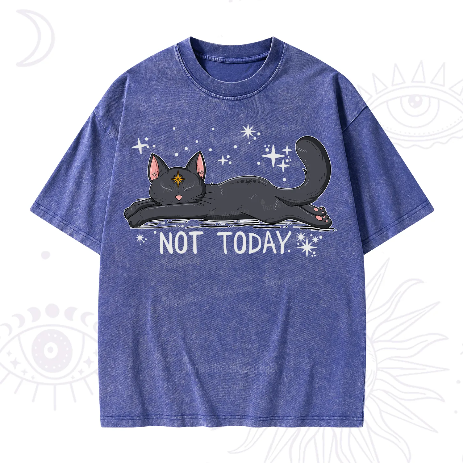 Purplehecate Not Today Cat Washed T-Shirt