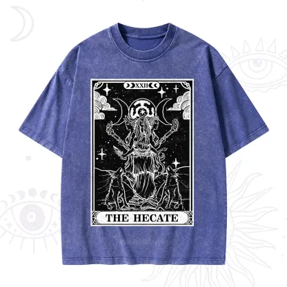 Purplehecate The Dark Moon Goddess Hecate Tarot Washed T-Shirt