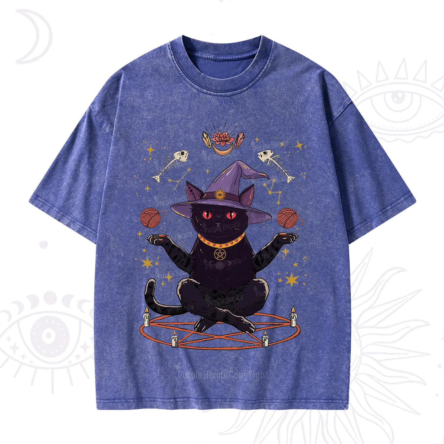 Purplehecate Meowitch Rituals Washed T-Shirt