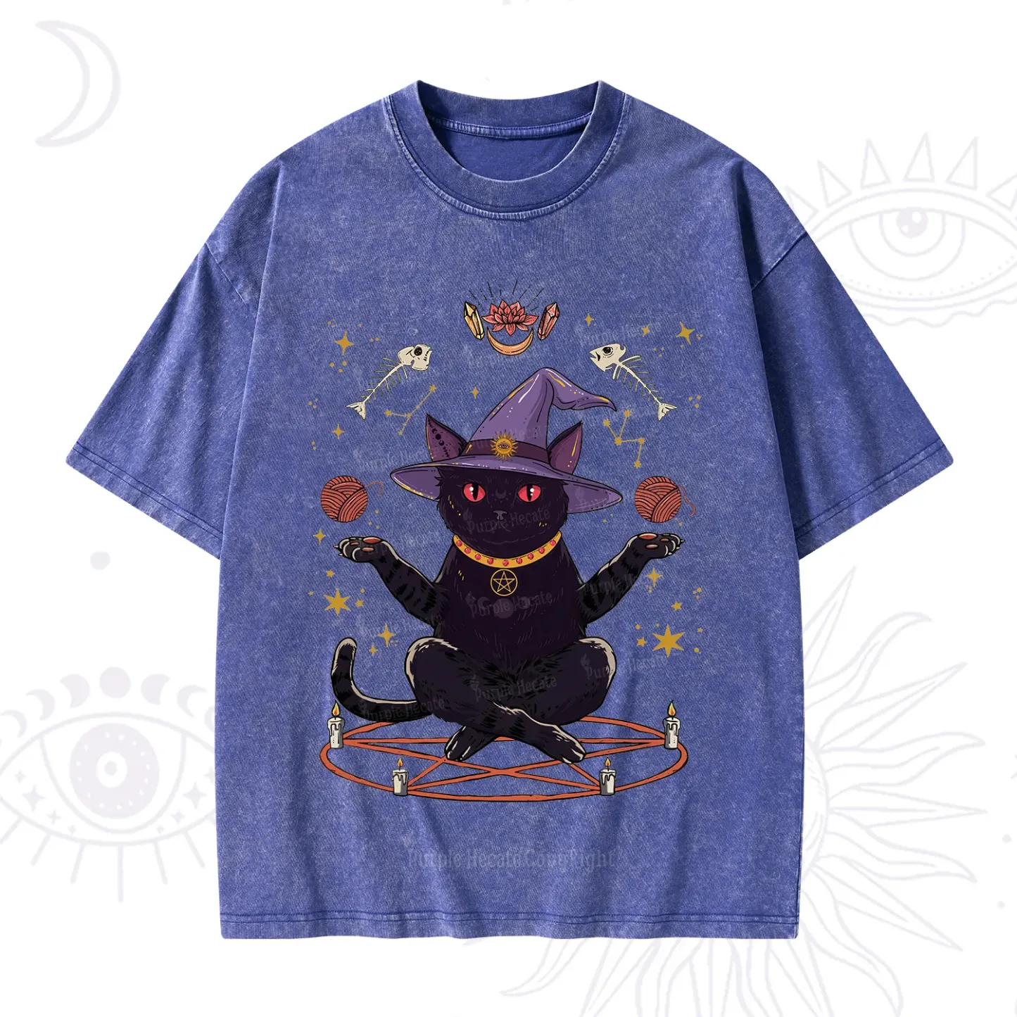 Purplehecate Meowitch Rituals Washed T-Shirt