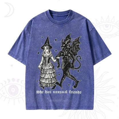 Purplehecate She Has Unusual Friends Washed T-Shirt