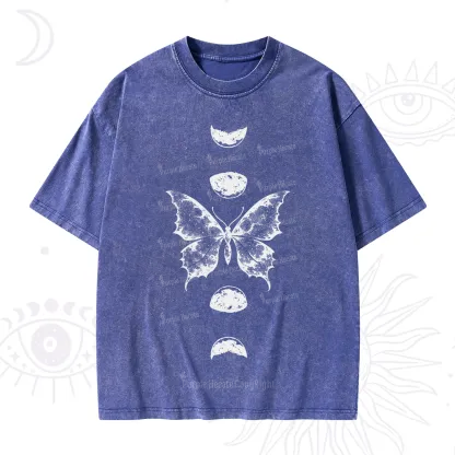 Purplehecate Lunar Butterfly Phases Washed T-Shirt