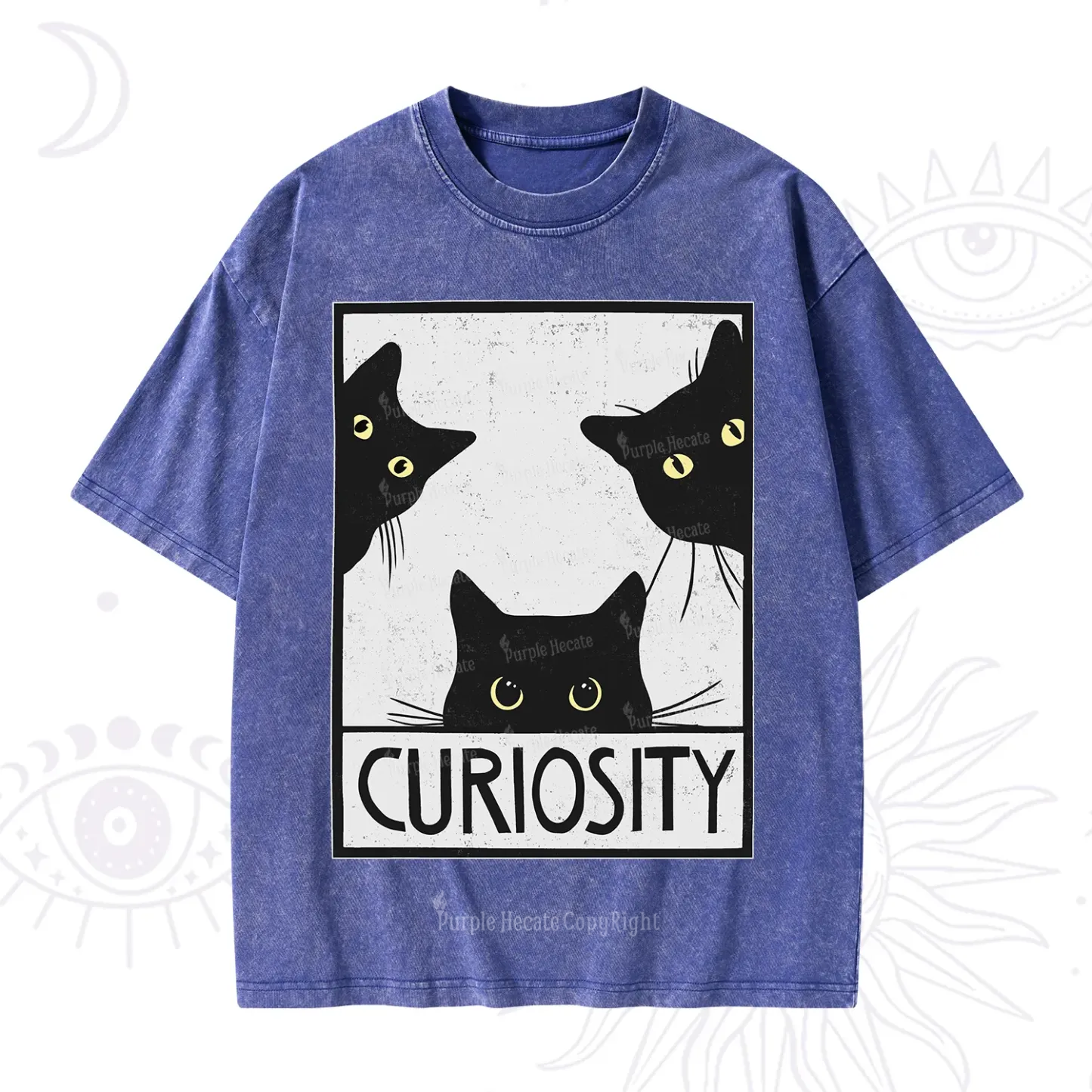 Purplehecate Curiosity Cat Washed T-Shirt