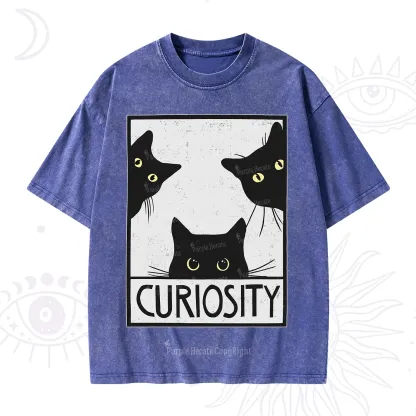 Purplehecate Curiosity Cat Washed T-Shirt