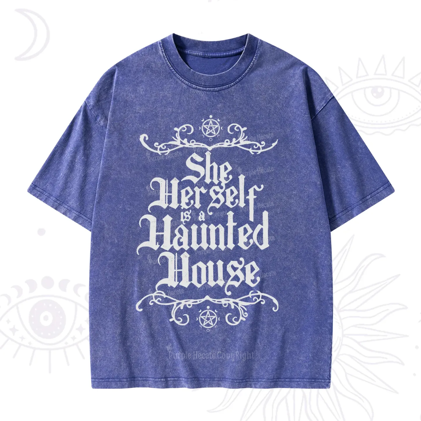 Purplehecate She Herself is a Haunted House Washed T-Shirt