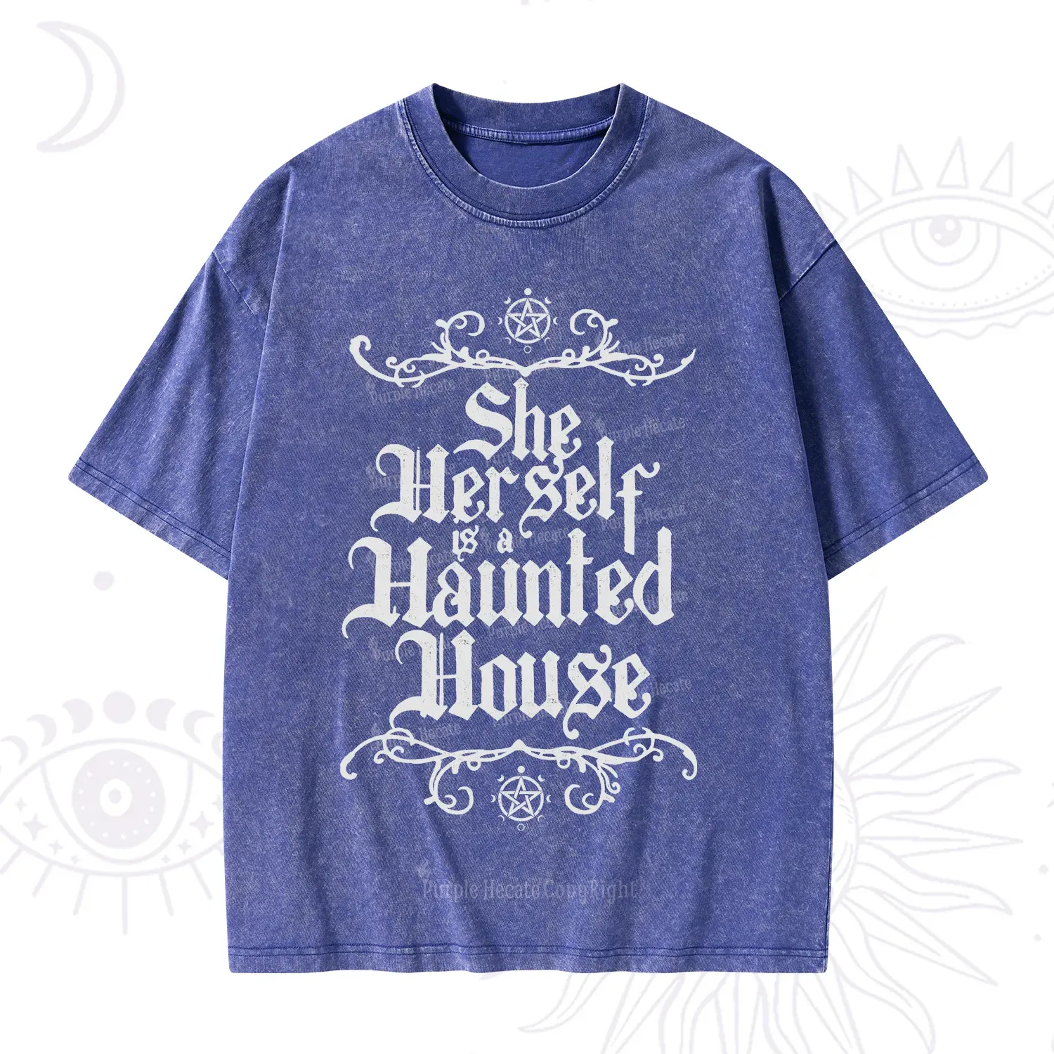 Purplehecate She Herself is a Haunted House Washed T-Shirt