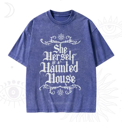 Purplehecate She Herself is a Haunted House Washed T-Shirt