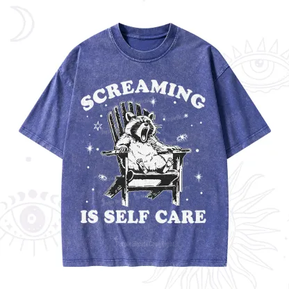 Purplehecate Screaming is Self Care Washed T-Shirt