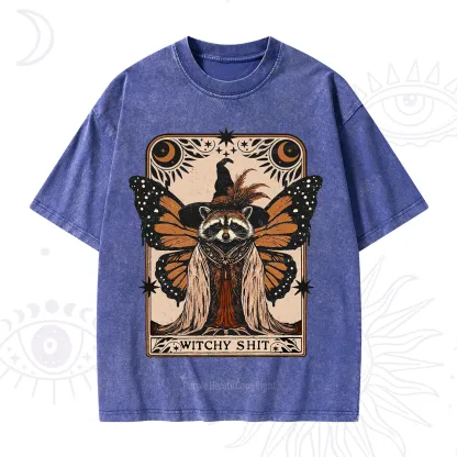Purplehecate Witchy Shit Raccoon Washed T-Shirt
