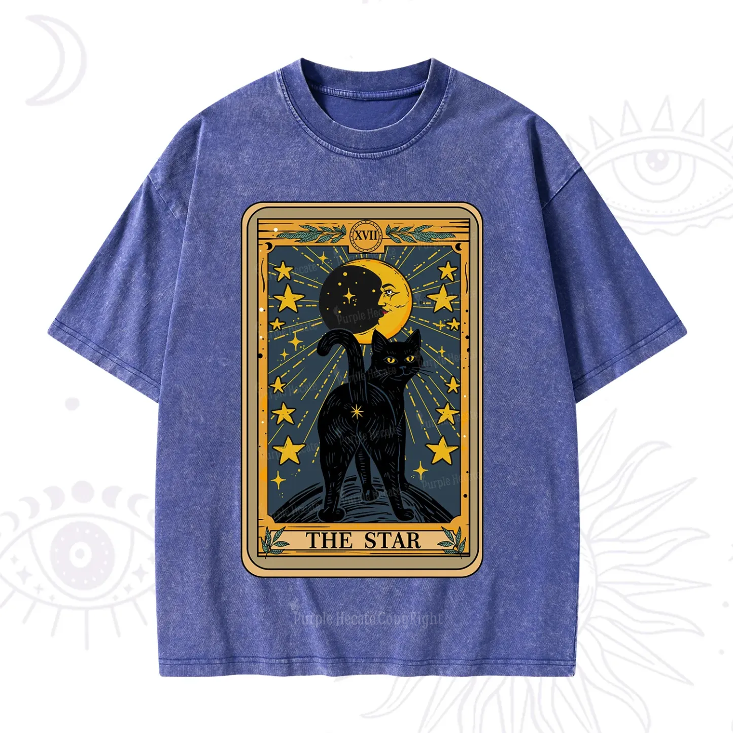 Purplehecate The Star Tarot Cat Washed T-Shirt
