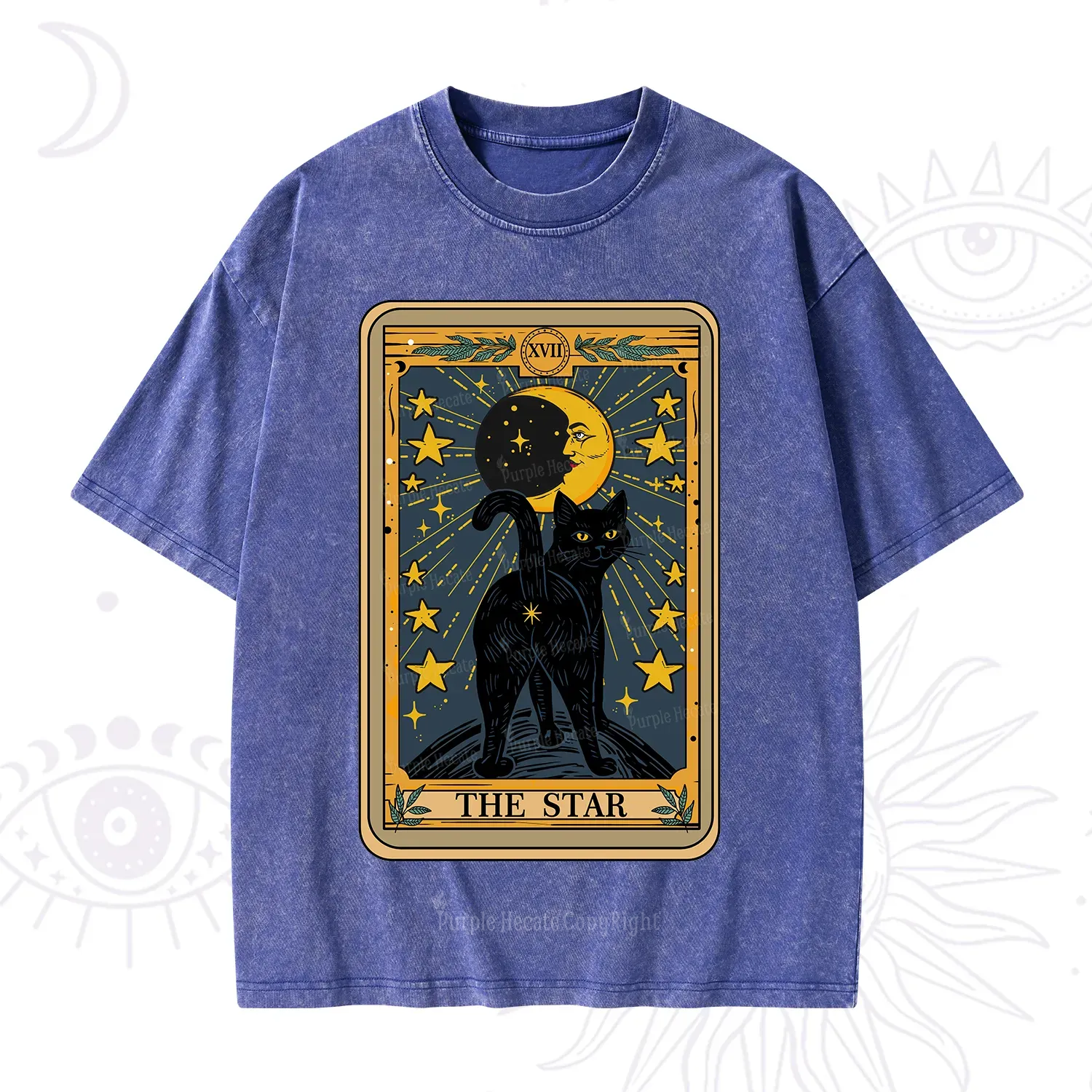 Purplehecate The Star Tarot Cat Washed T-Shirt
