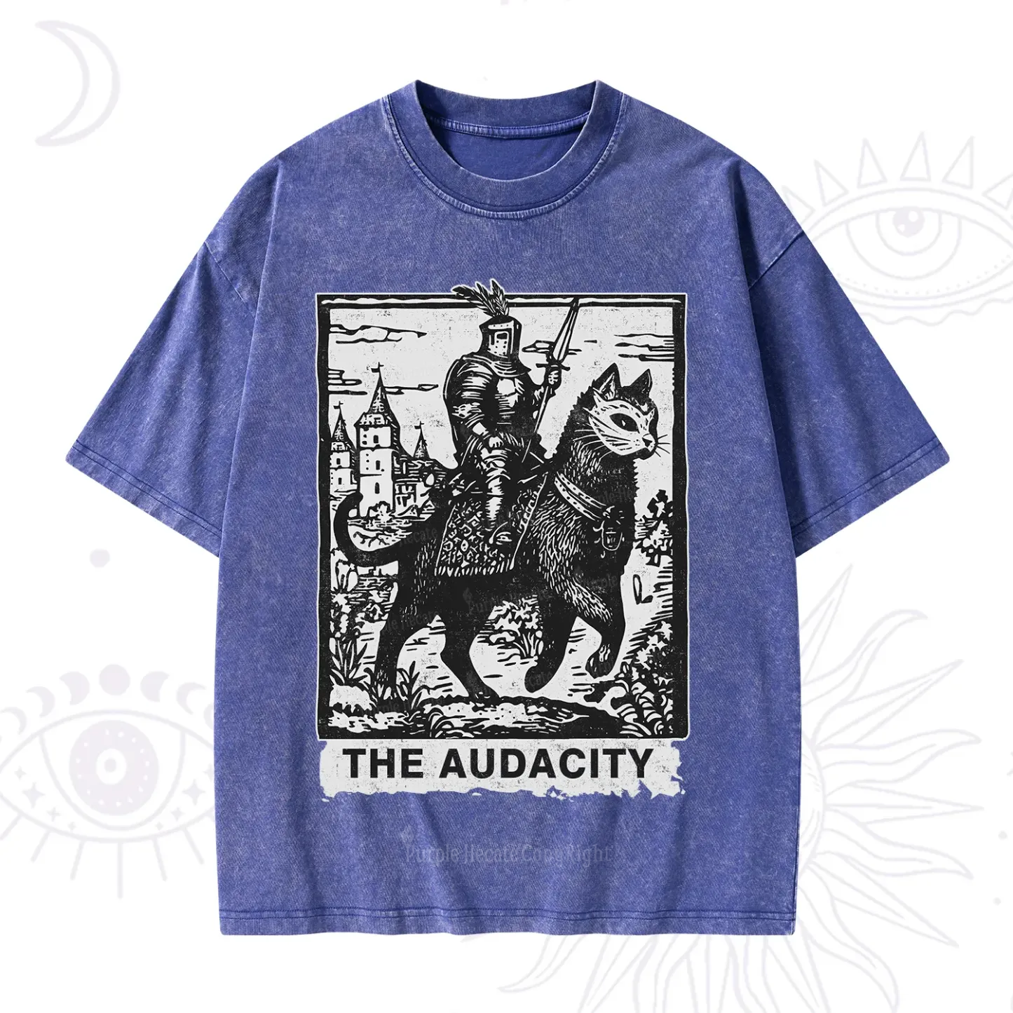 Purplehecate The Audacity Knight Cat Washed T-Shirt