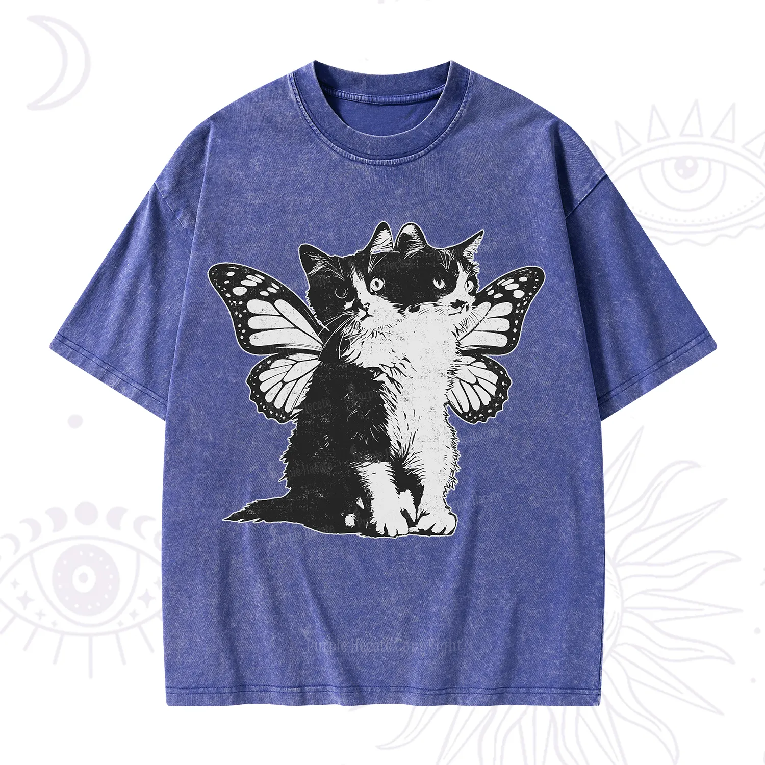 Purplehecate Mystery Butterfly Cat Washed T-Shirt