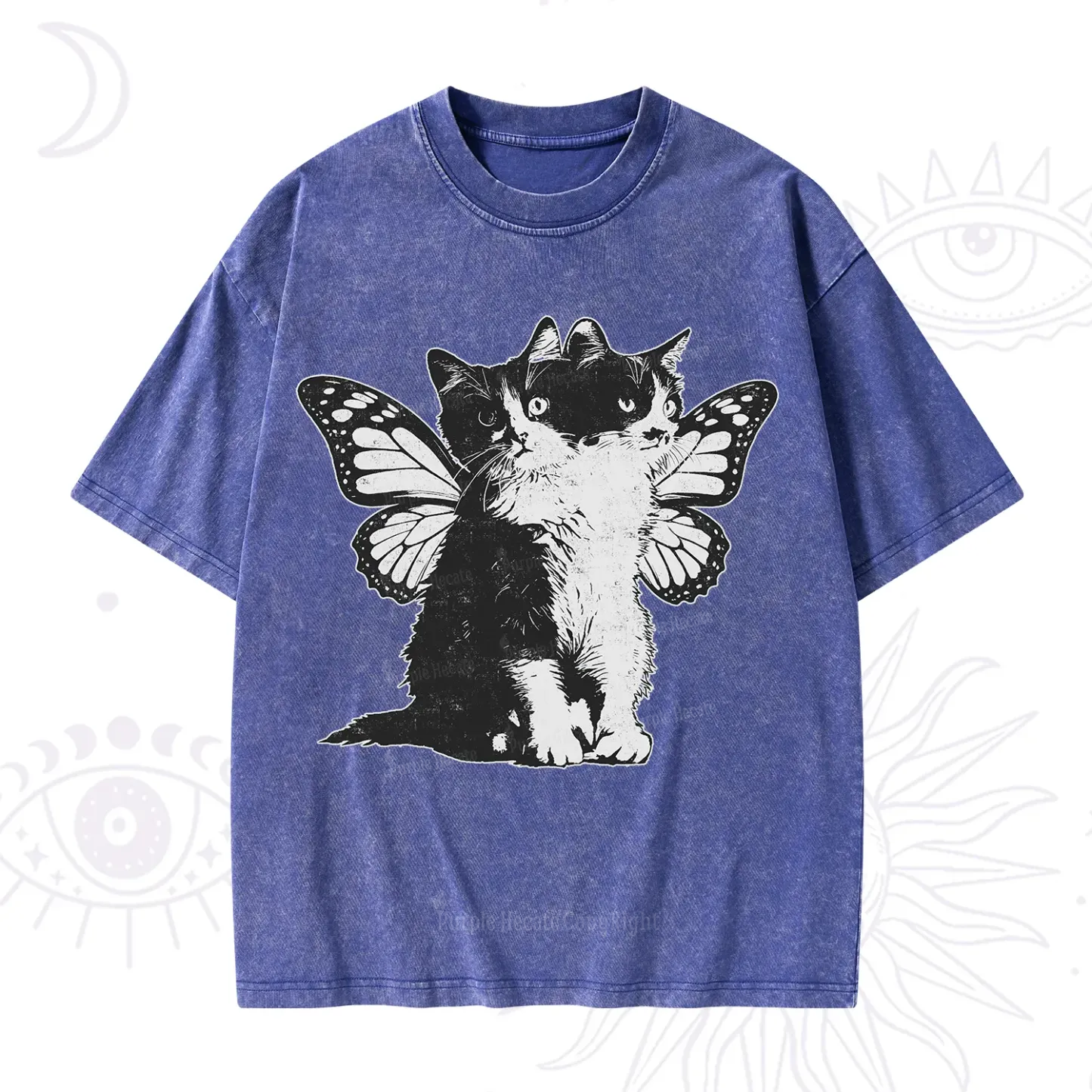 Purplehecate Mystery Butterfly Cat Washed T-Shirt