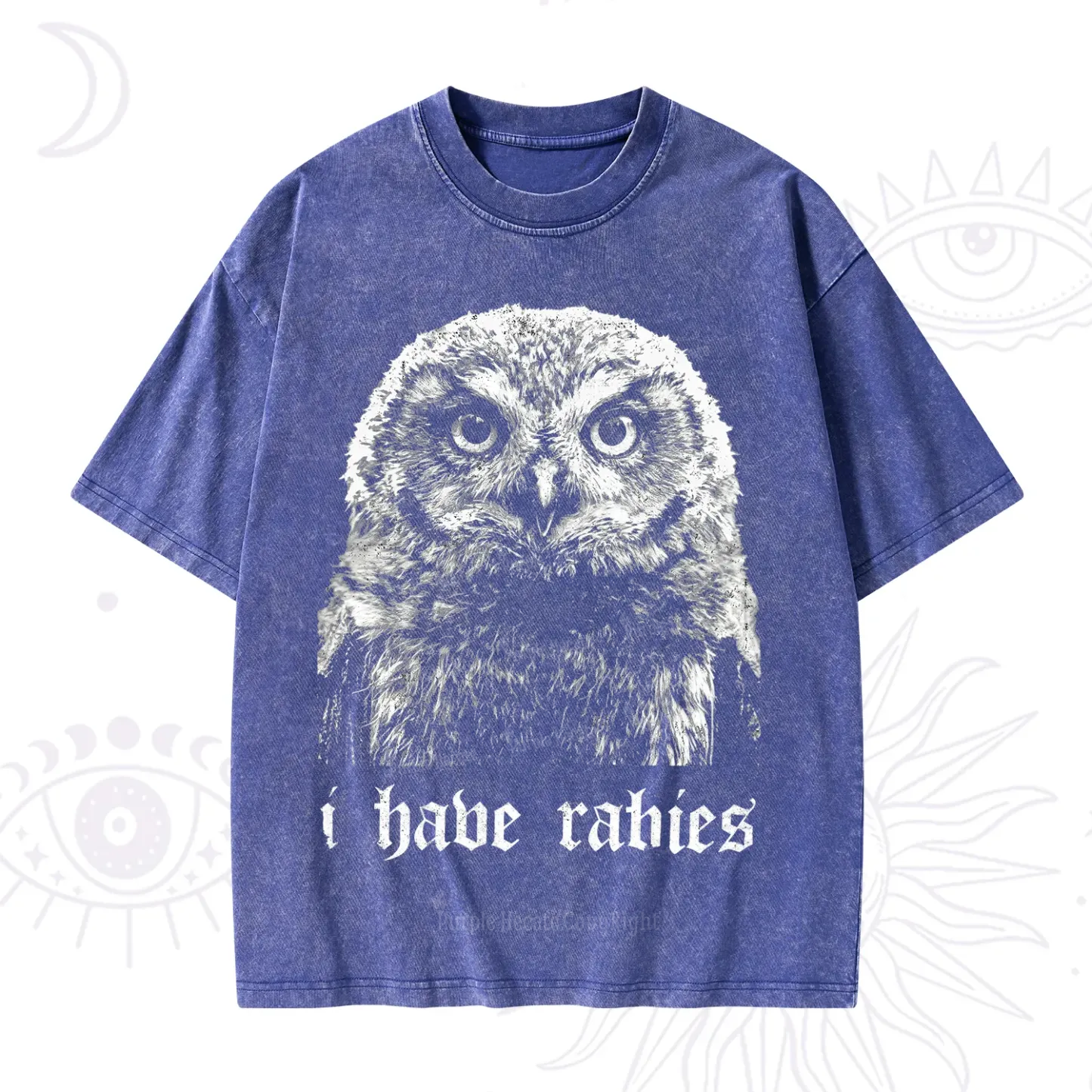 Purplehecate I Have Rabies Owl Washed T-Shirt