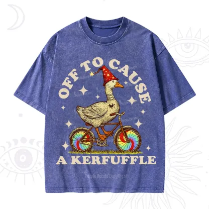 Purplehecate Off to Cause a Kerfuffle Goose Washed T-Shirt