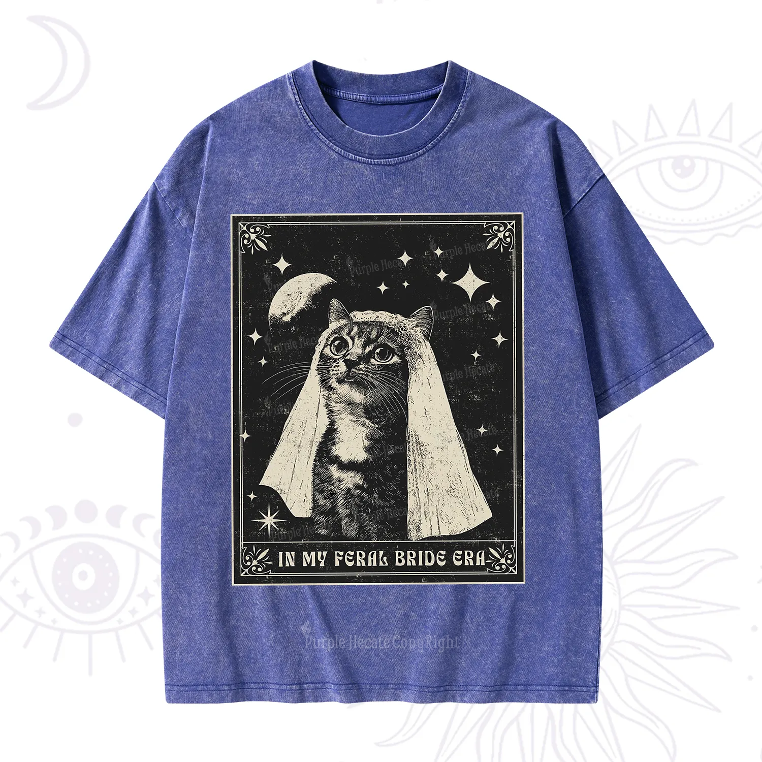 Purplehecate Cat In My Feral Bride Era Bachelorette Washed T-Shirt