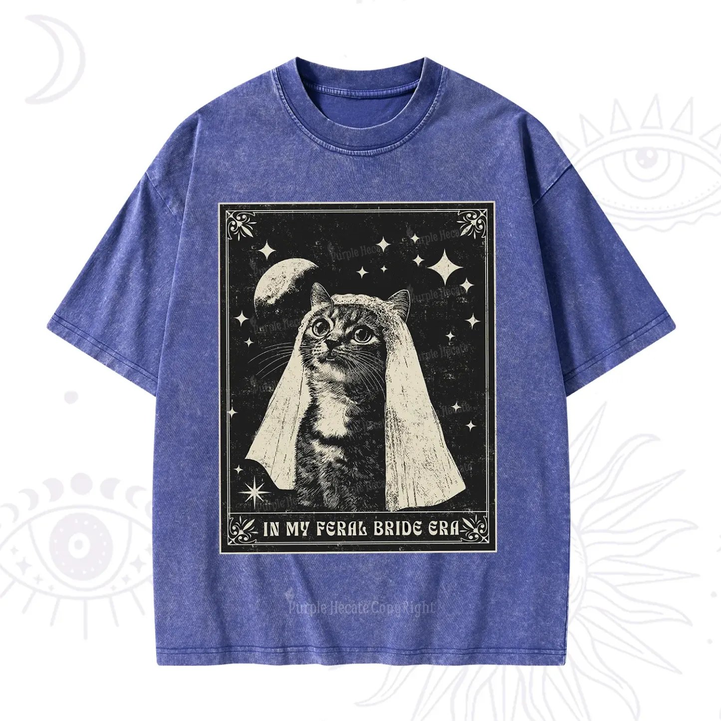 Purplehecate Cat In My Feral Bride Era Bachelorette Washed T-Shirt