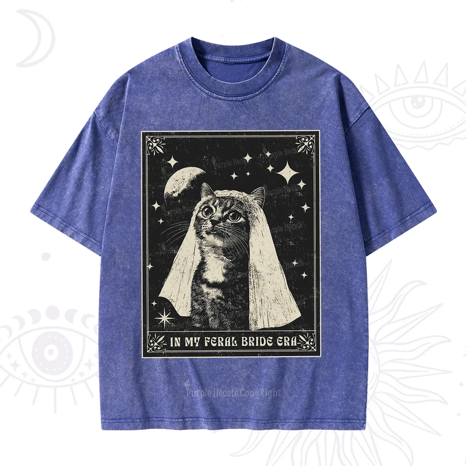 Purplehecate Cat In My Feral Bride Era Bachelorette Washed T-Shirt
