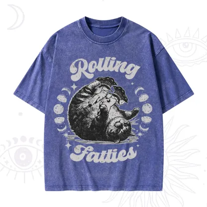 Purplehecate Funny Rolling Fatties Washed T-Shirt