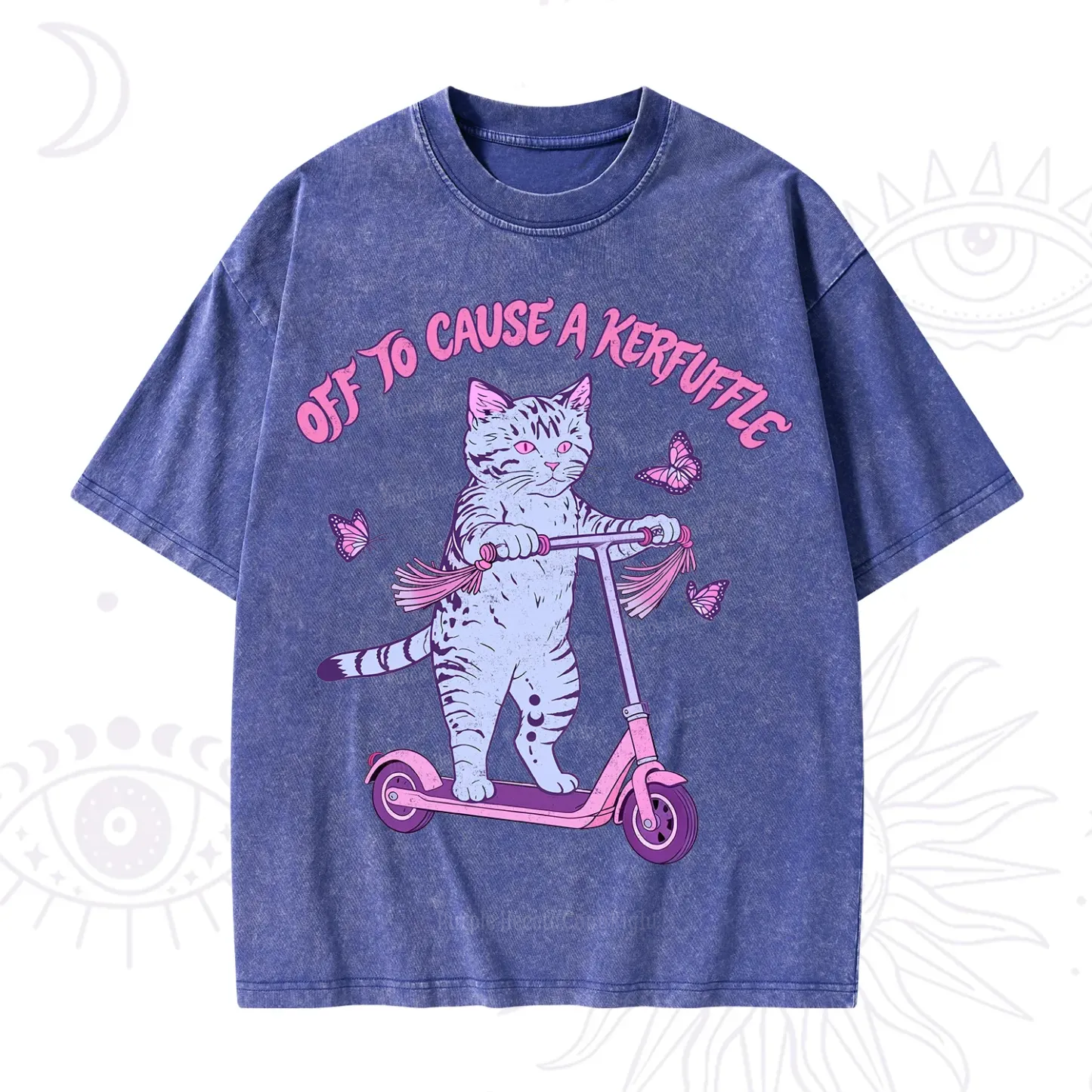 Purplehecate Off To Cause A Kerfuffle Cat Washed T-Shirt