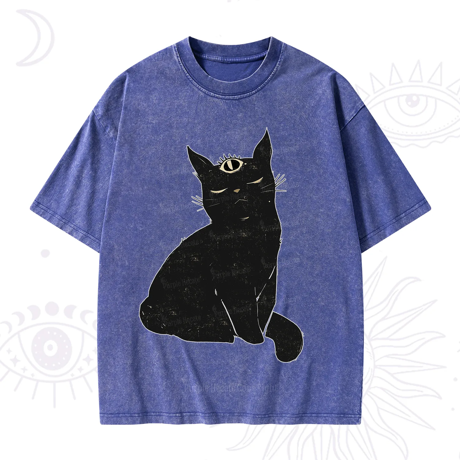 Purplehecate Third Eye Black Cat Washed T-Shirt