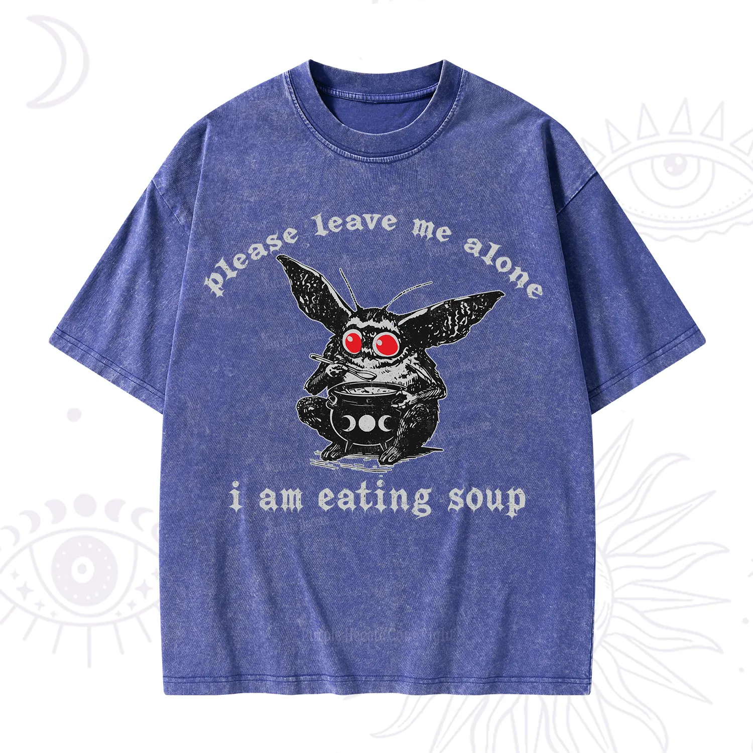 Purplehecate Mothman Eating Soup Washed T-Shirt