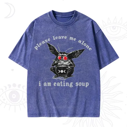 Purplehecate Mothman Eating Soup Washed T-Shirt