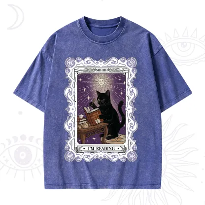 Purplehecate The Reading Cat Tarot Washed T-Shirt