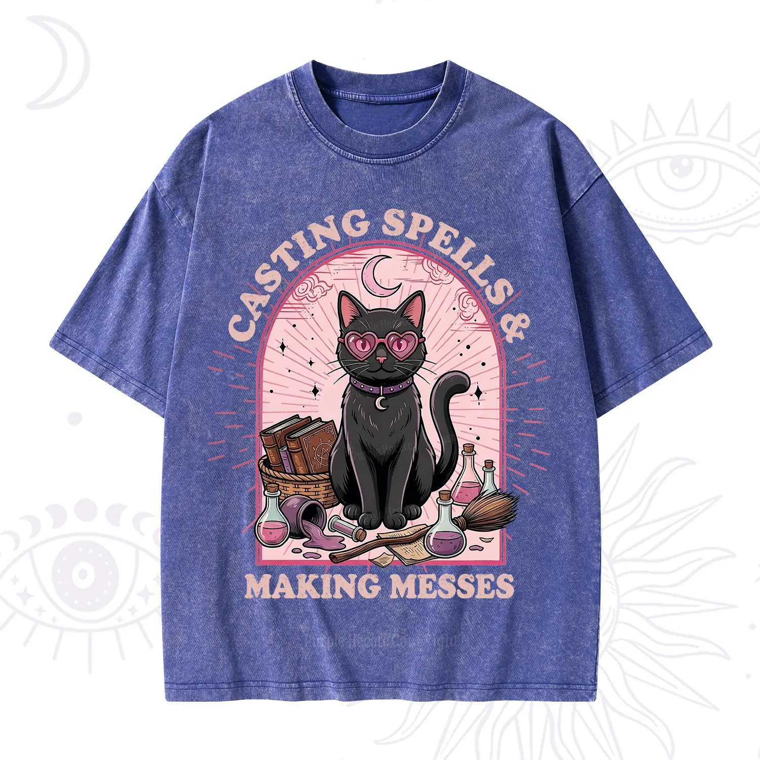 Purplehecate Casting Spells Making Messes Cat Washed T-Shirt