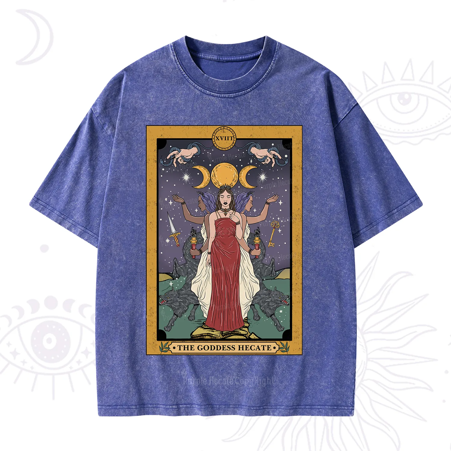 Purplehecate The Goddess Hecate Tarot Washed T-Shirt