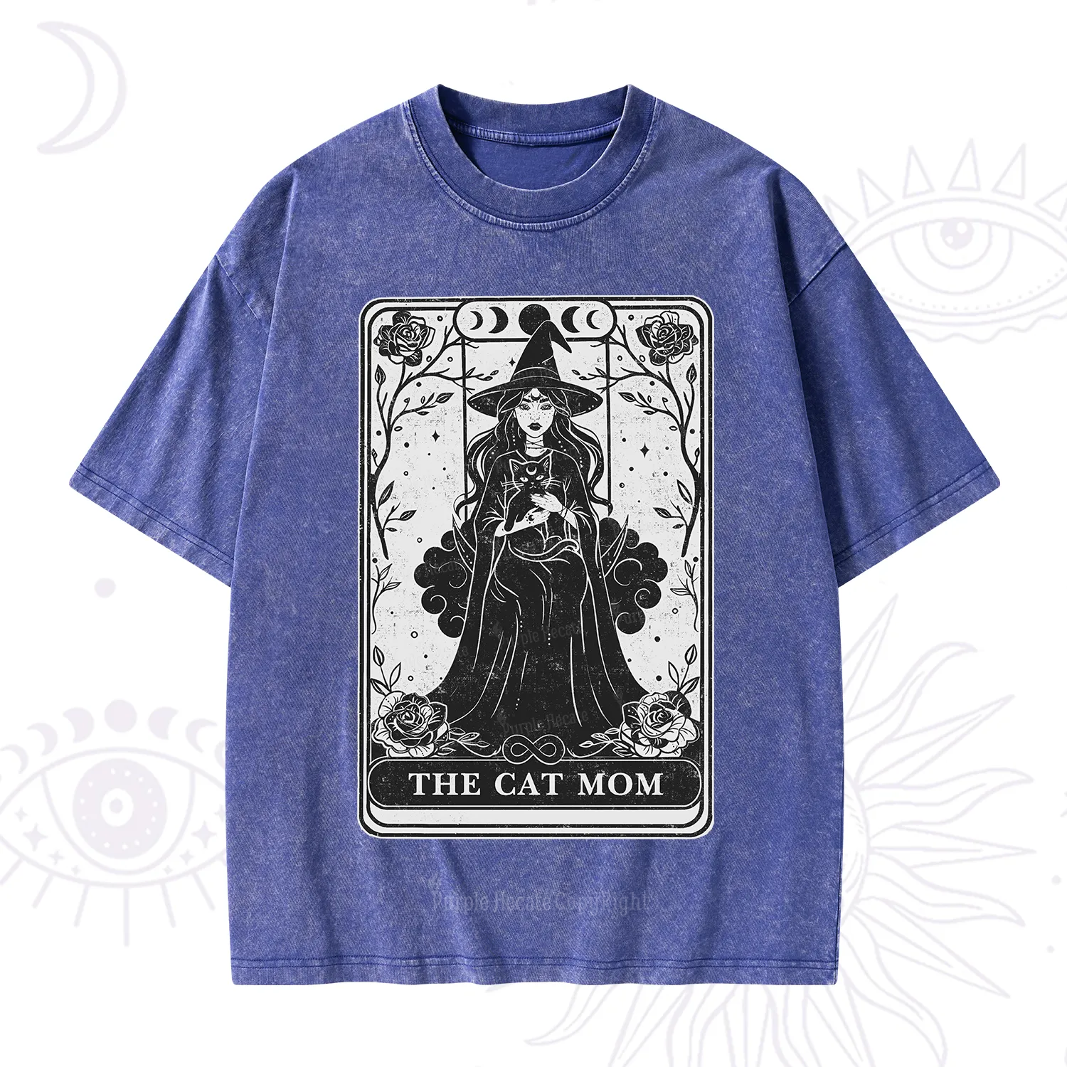 Purplehecate The Witch Cat Mom Tarot Washed T-Shirt