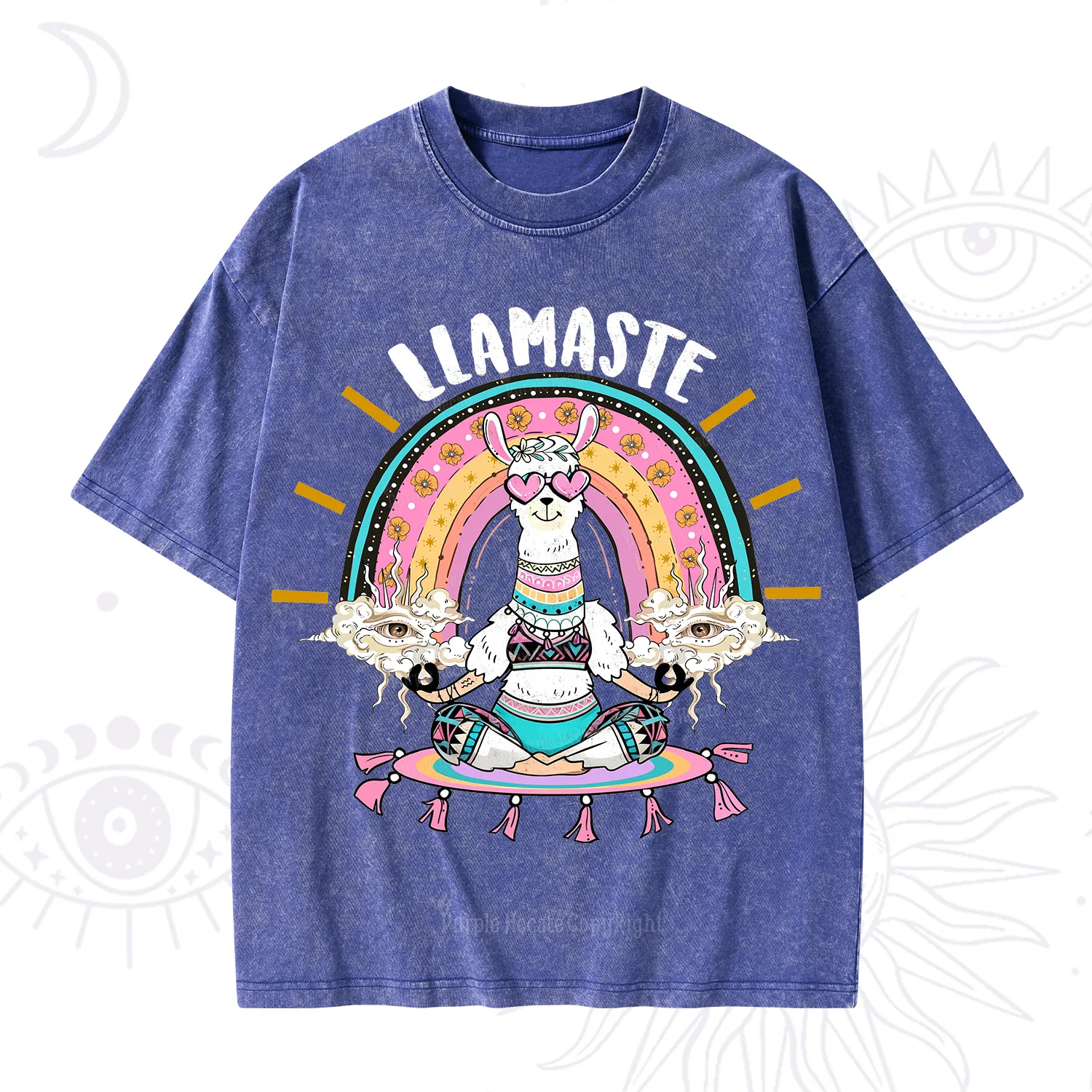 Purplehecate Llama Meditating Washed T-Shirt
