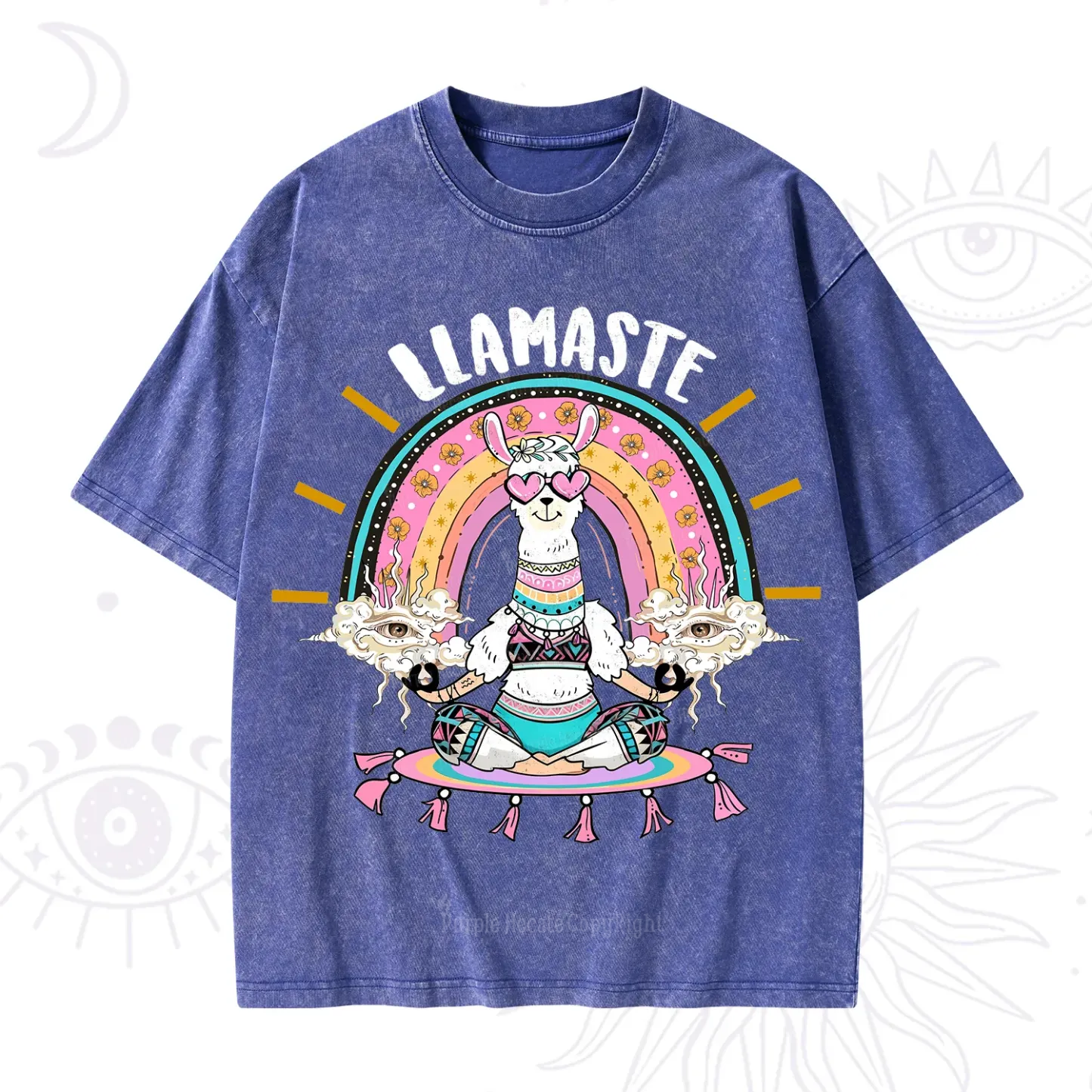 Purplehecate Llama Meditating Washed T-Shirt