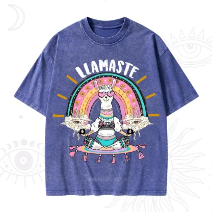 Purplehecate Llama Meditating Washed T-Shirt