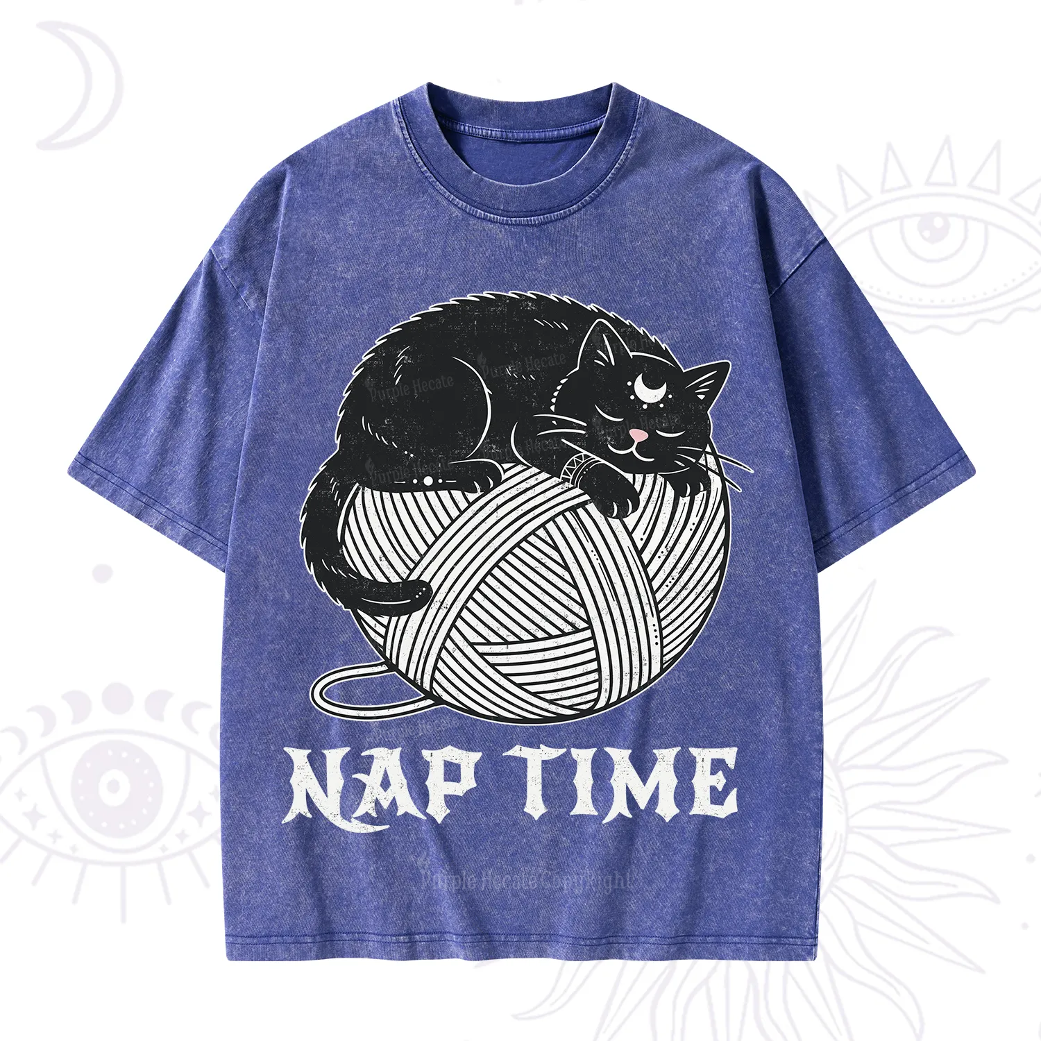 Purplehecate Nap Time Cat Washed T-Shirt