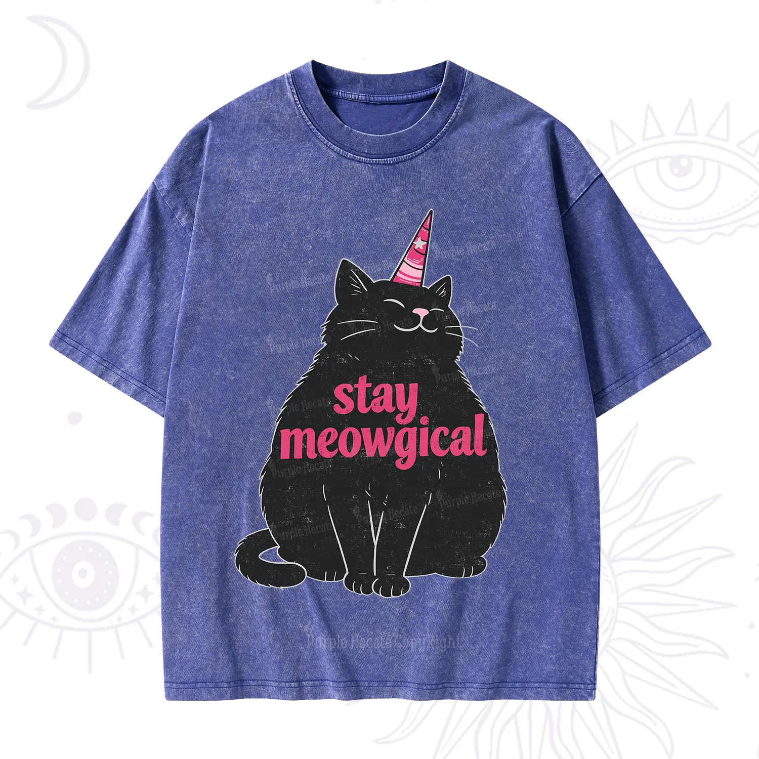 Purplehecate Stay Meowgical Washed T-Shirt