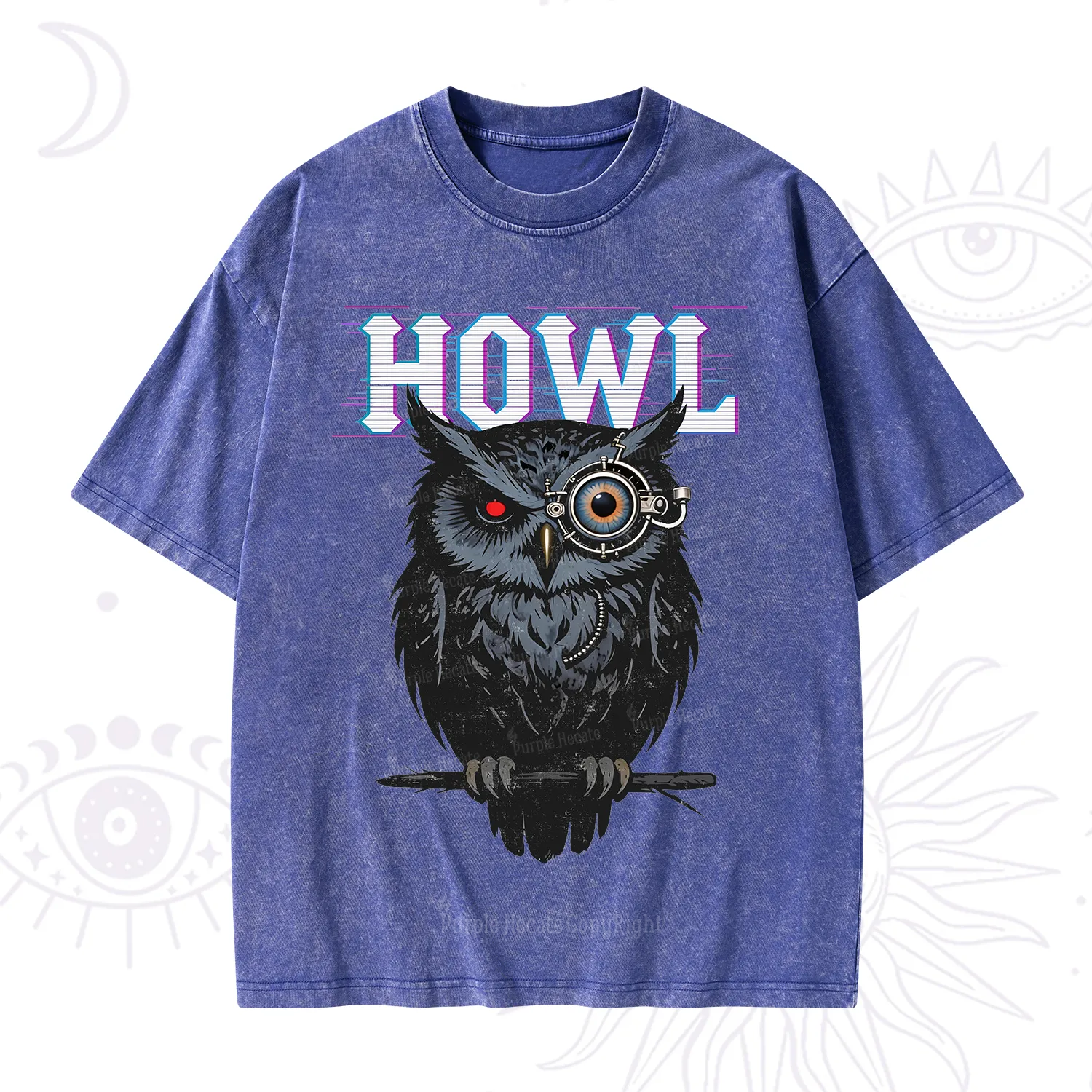 Purplehecate Howl Owl Washed T-Shirt