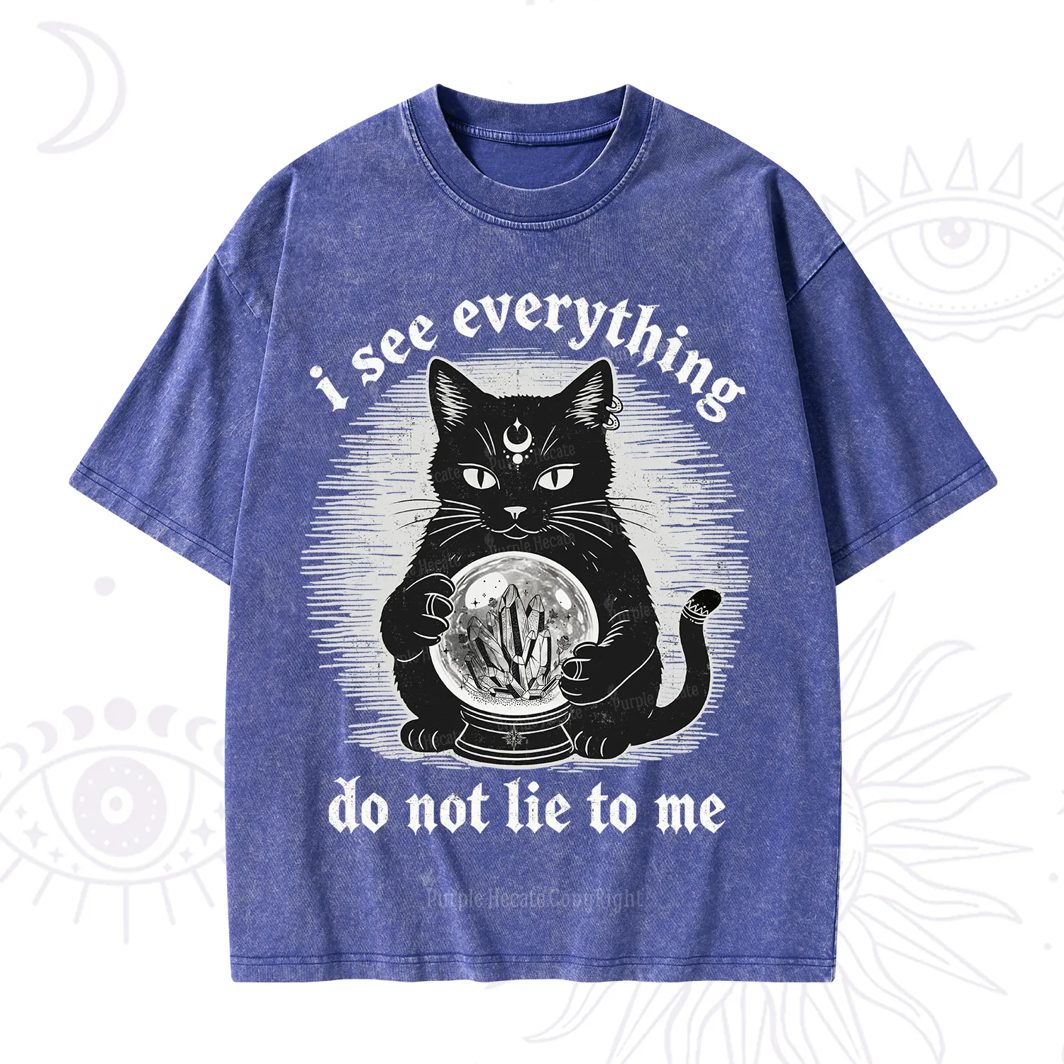 Purplehecate All Seeing Cat Washed T-Shirt