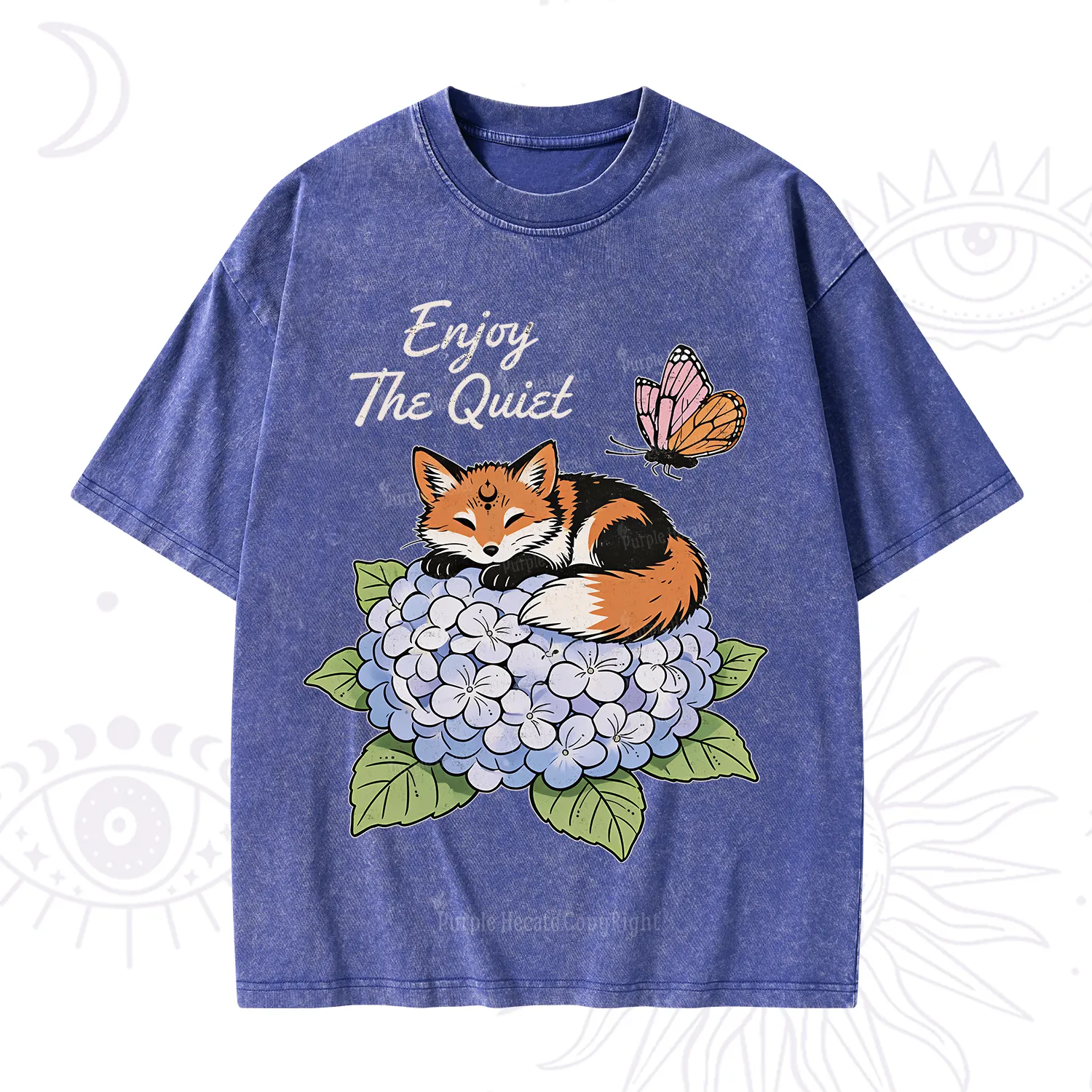 Purplehecate Enjoy The Quiet Fox Washed T-Shirt