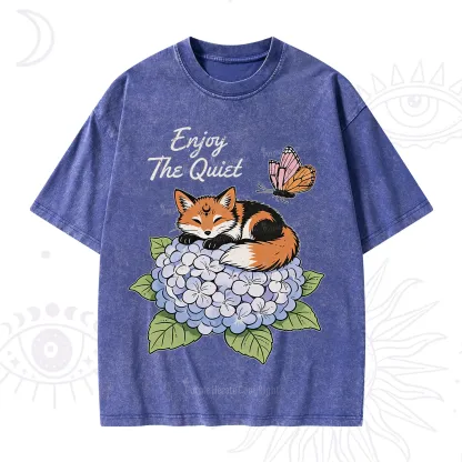 Purplehecate Enjoy The Quiet Fox Washed T-Shirt