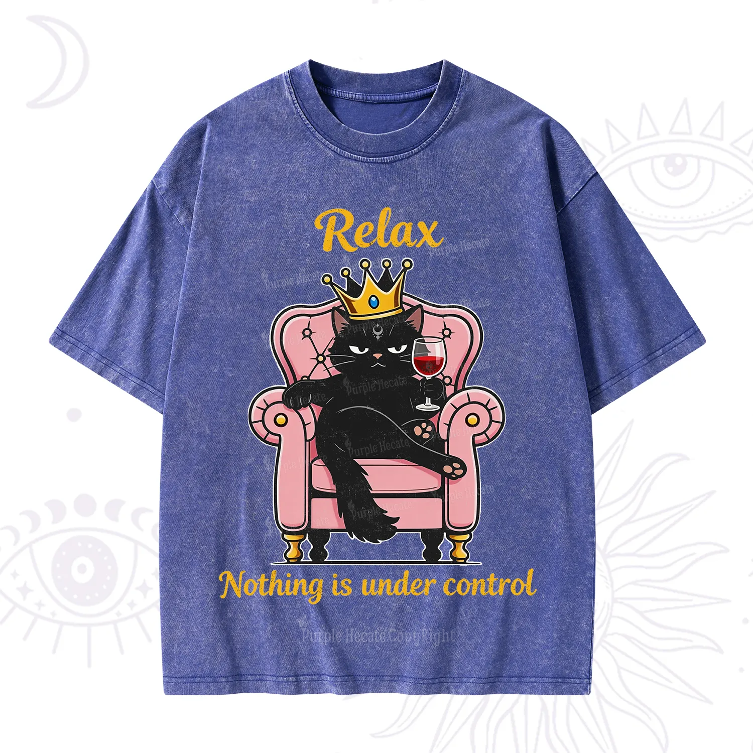 Purplehecate Relax Nothing Is Under Control Washed T-Shirt