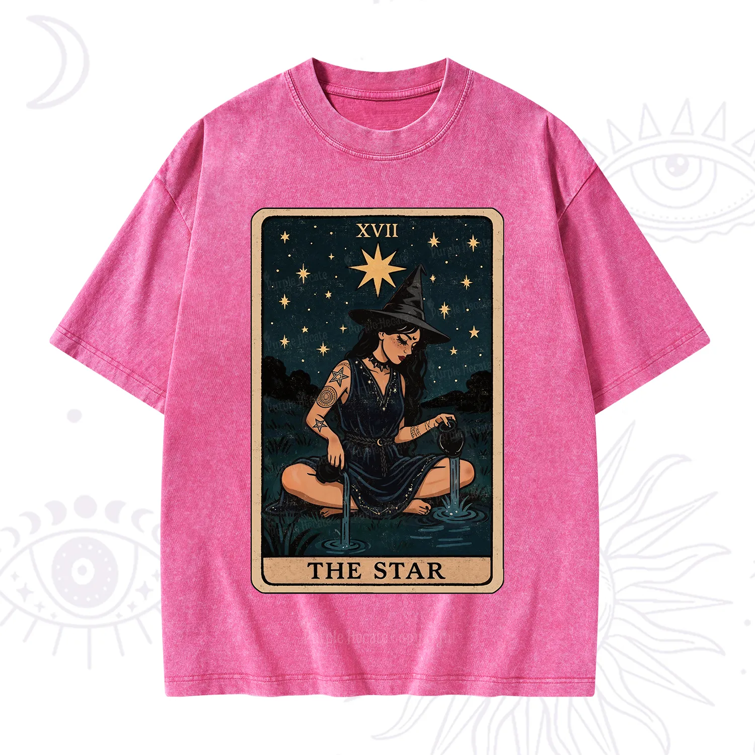 Purplehecate The Star Witch Tarot Washed T-Shirt