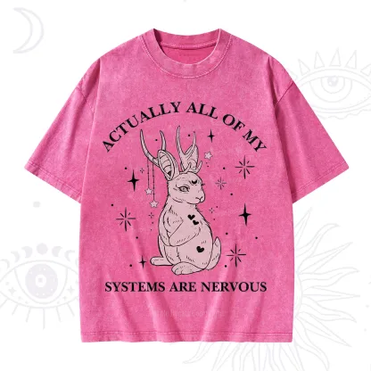 Purplehecate Actually All Of My Systems Are Nervous Washed T-Shirt