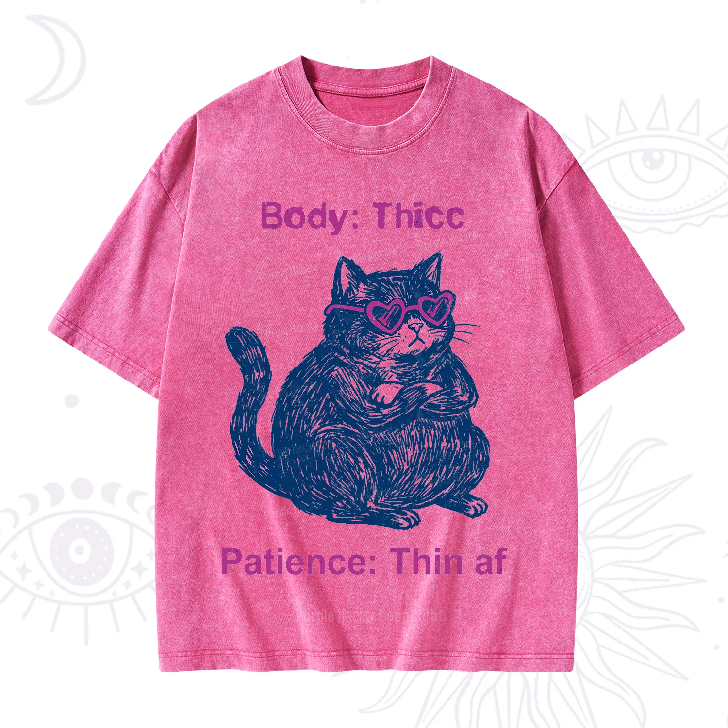 Purplehecate Body Thicc Patience Thin Af Cat Washed T-Shirt