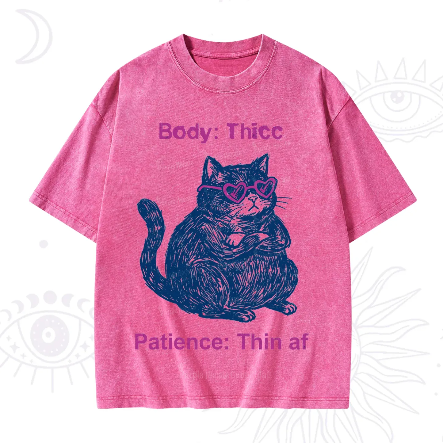 Purplehecate Body Thicc Patience Thin Af Cat Washed T-Shirt