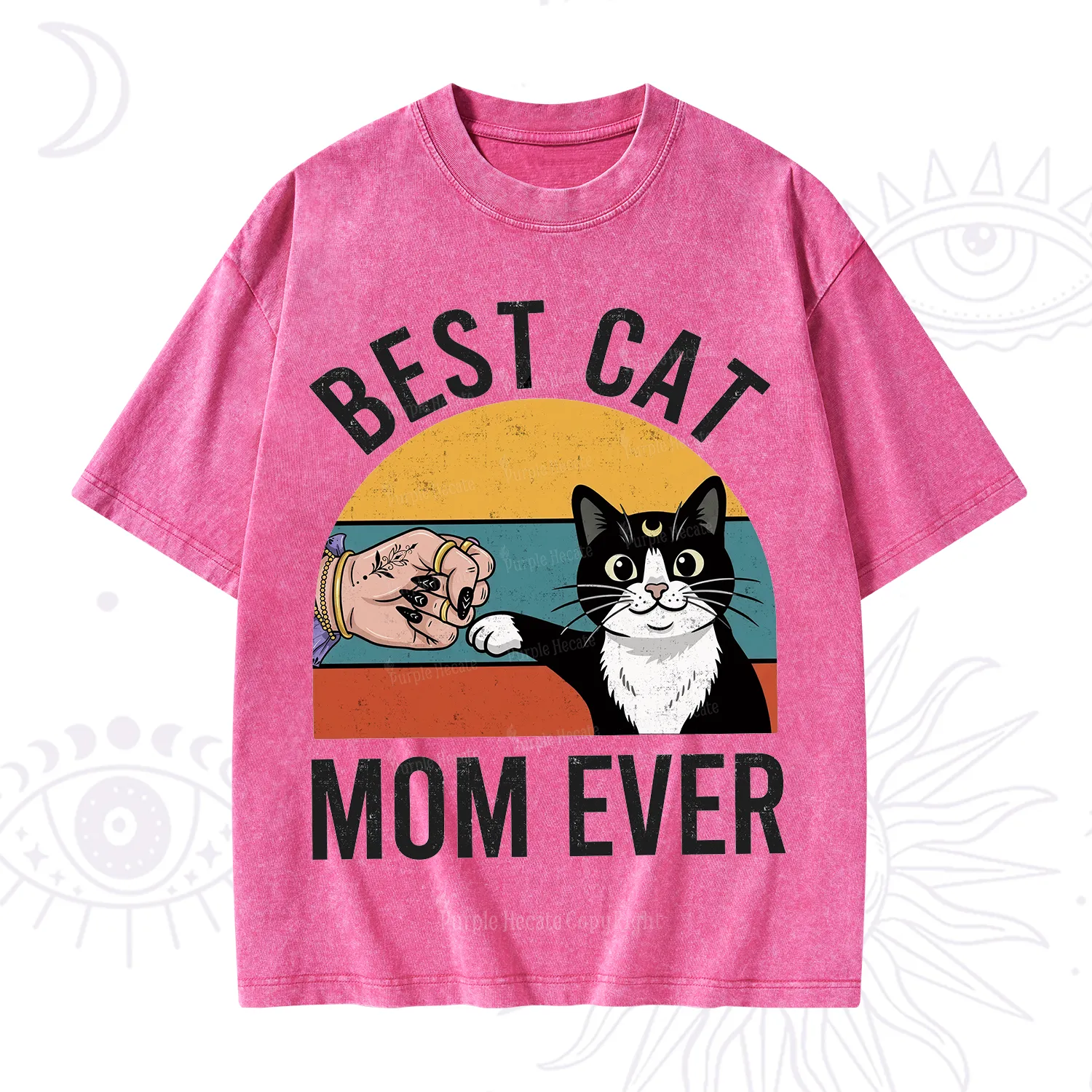 Purplehecate Best Cat Mom Ever Washed T-Shirt